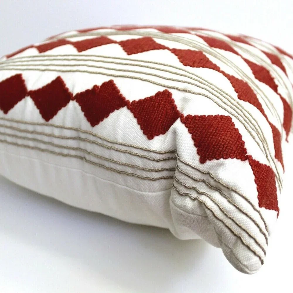 Nate Berkus Decorative Embroidered Diamond Cord Throw Pillow Decoration